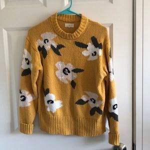 LOFT // Lou & Grey Floral Yellow Knit Sweater